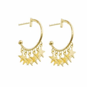 BRINCO ARGOLA COM ESTRELINHAS - TARRAXA
