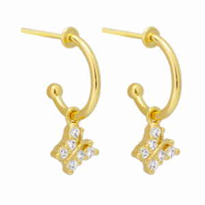 BRINCO ARGOLA BORBOLETA ZIRCONIA PENDURADA - TARRAXA