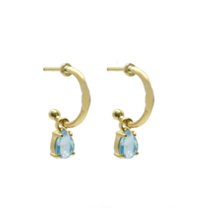 BRINCO ARGOLA PEQUENA ZIRCONIA AZUL