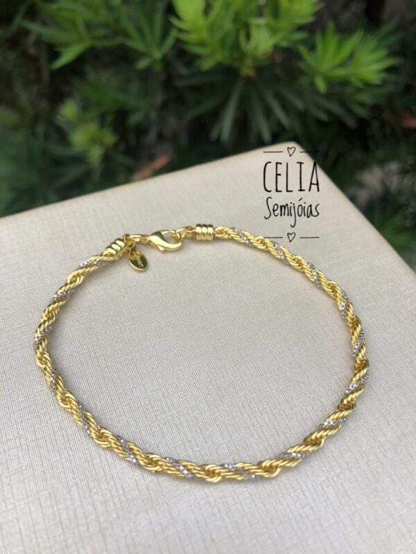 PULSEIRA 22CM TORCIDA COM OURO BRANCO